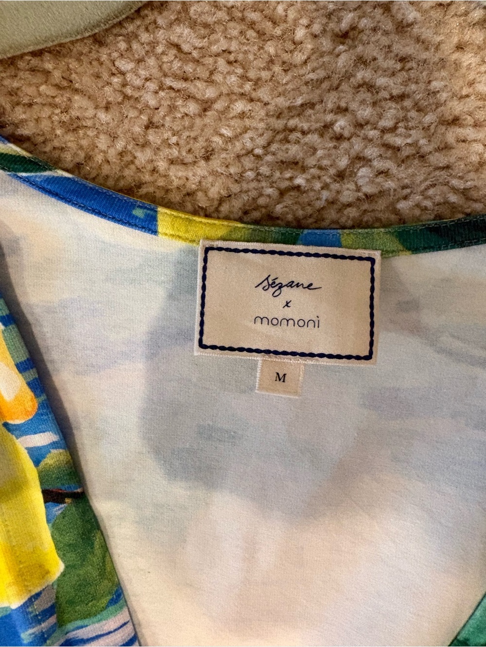 Sézane X Momoni Blue & Yellow Lemon-Print Mini Dress - Picture 4 of 6